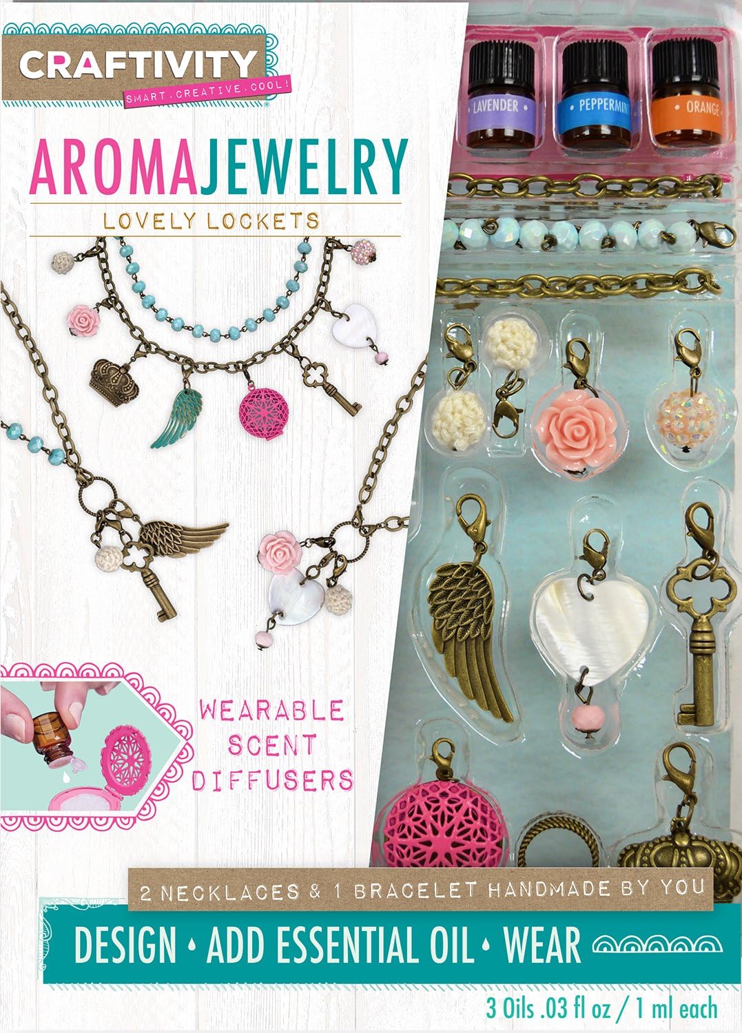 CRAFTIVITY AromaJewelry Lovely Lockets - Essential Oil Jewelry Making Kit