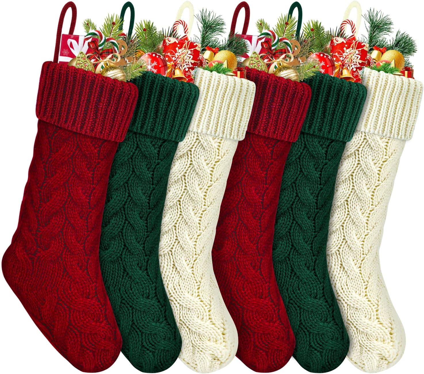 Stockings & Holders - Mukum 6 Pack Christmas Stockings 18