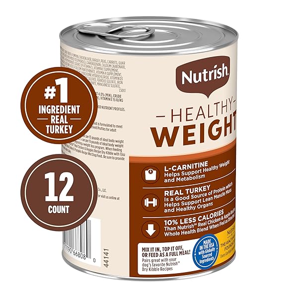 NUTRISH RACHAEL RAY WEIGHT MANAGEMENT WET DOG FOOD PREMIUM PATÉ REAL TURKEY & PUMPKIN RECIPE, 13 OZ. CAN, 12 COUNT