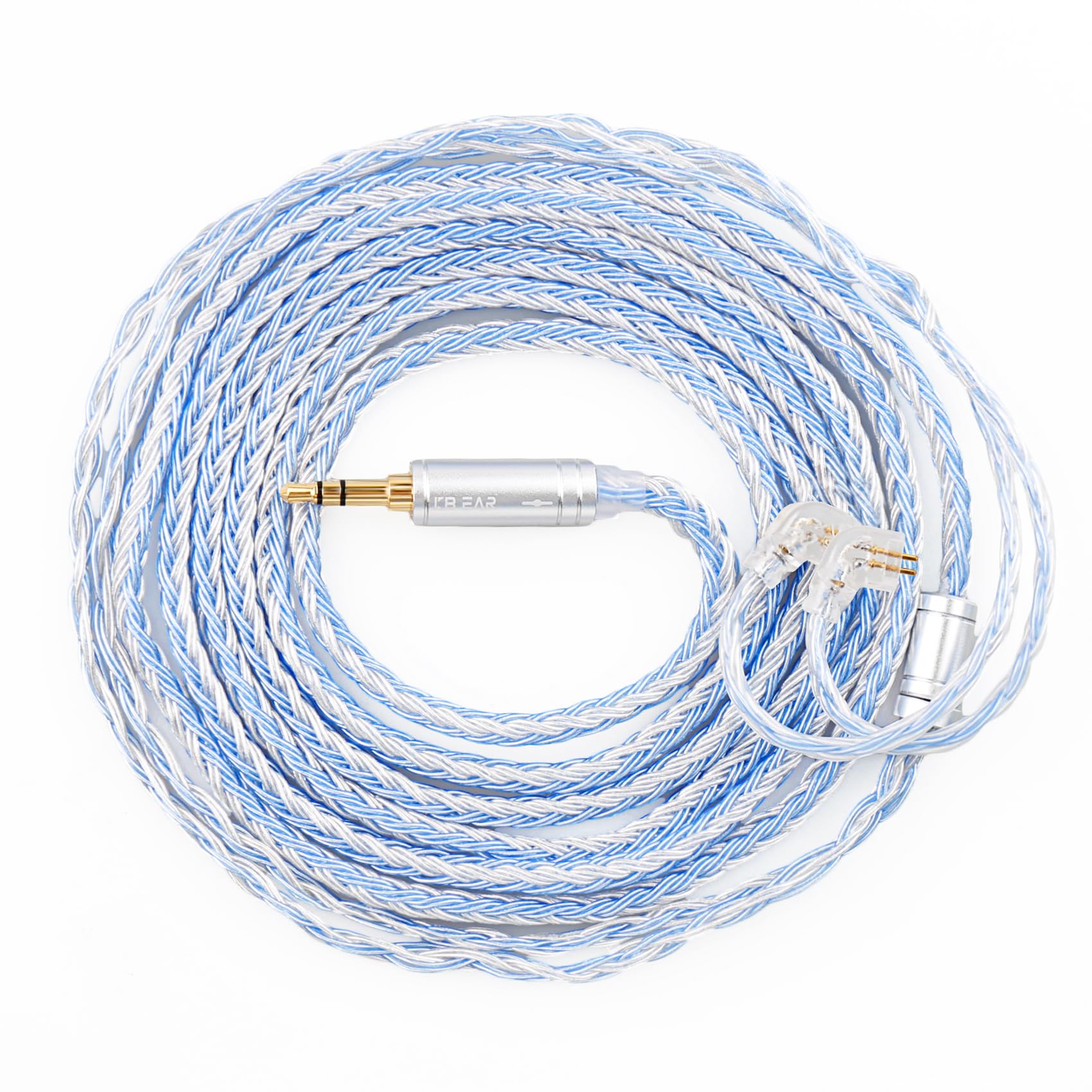 Yinyoo 2-Meter Earphone Cable, TFZ in-Ear-Monitor Replacement Cable for KBEAR KS1/KS2/Lark/Robin/Rosefinch/CCZ Melody/Coffee bean/Warrior/Emerald iems (TFZ, 3.5mm, Silver-Blue)