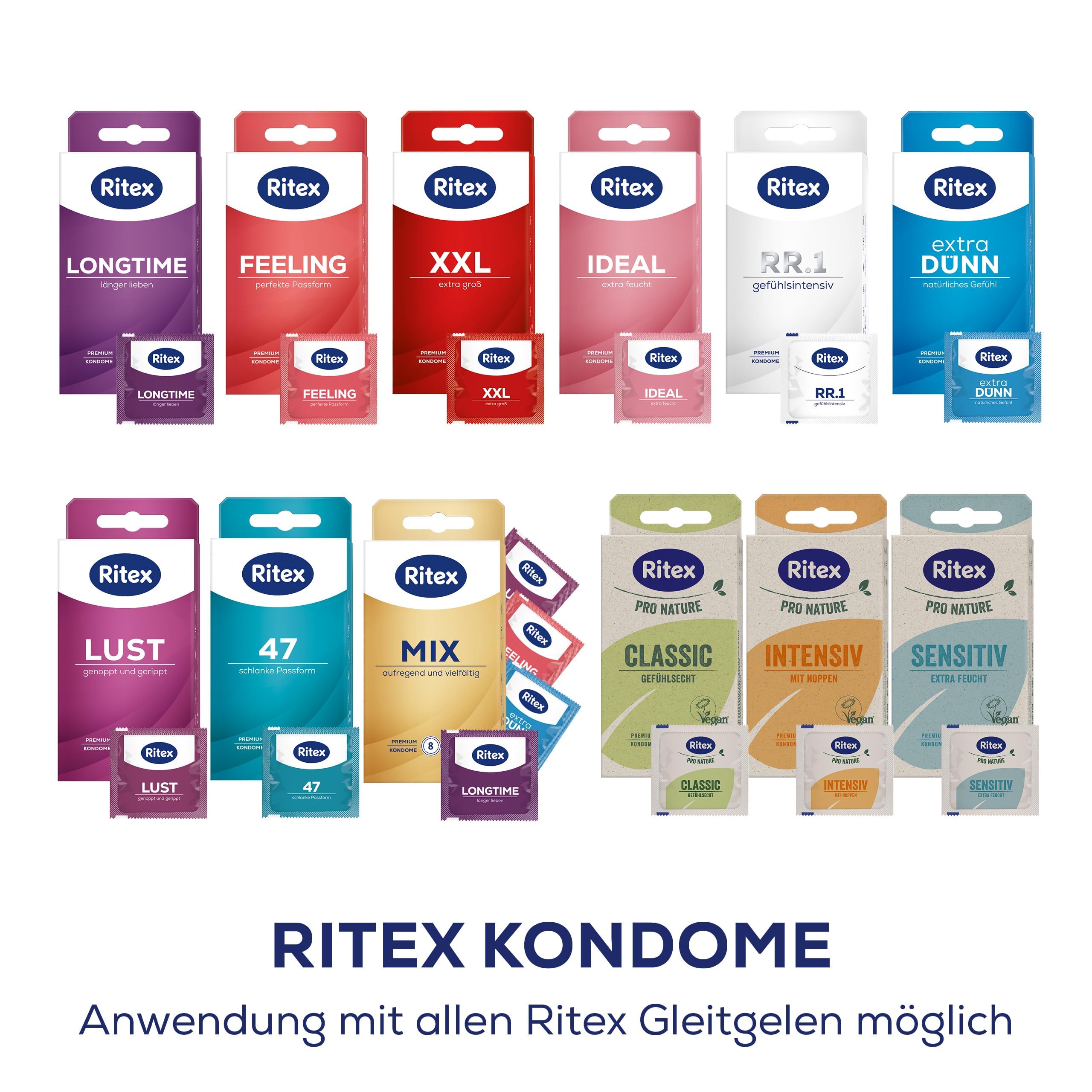 Ritex Kondome Ideal – Kondome extra feucht 20 Stück, gefühlsecht dünn mit Gleitgel für entspannten & intensiven Sex – Vegan, dermatologisch getestet, Made in Germany 6