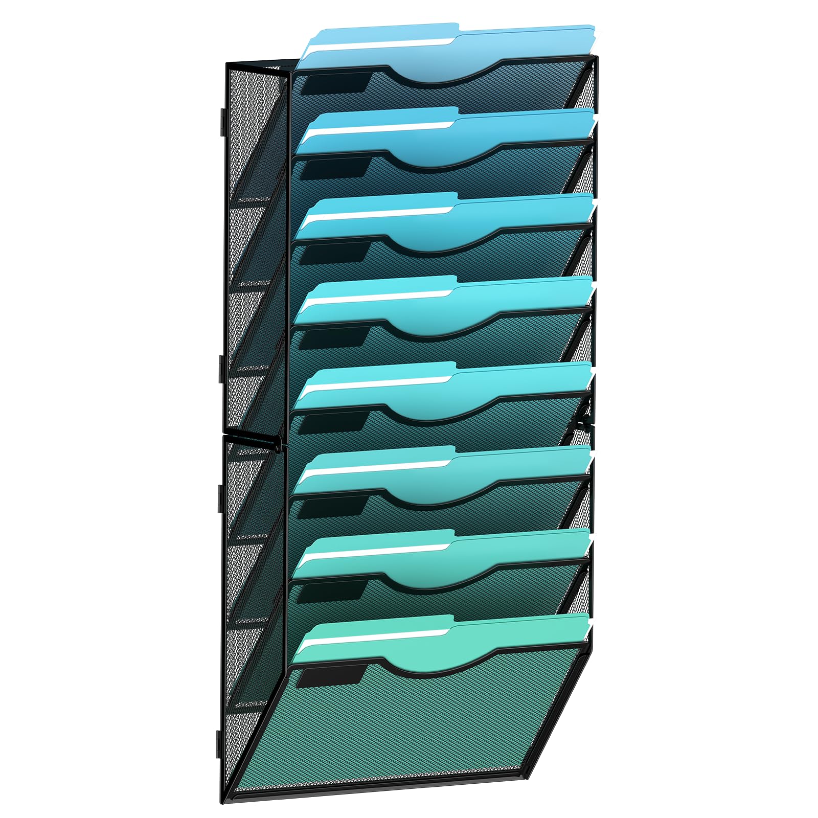 Photo 1 of Gawerk 8-Tier Wall File Organizer Hanging Wall File Holder Wall Mount Paper Folder Organize, Mesh Magazine Document Mail Organizer Wall Organizer for Office School Home, Black
