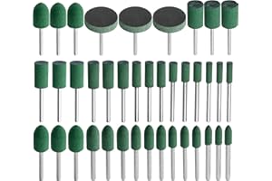 Yakamoz 39Pcs Rubber Polishing Bits Set Rubber Buffing Bit Tips Grinding Wheels Silicone Rubber Nail Drill Bits for Rotary Tools - 1/8" Shank