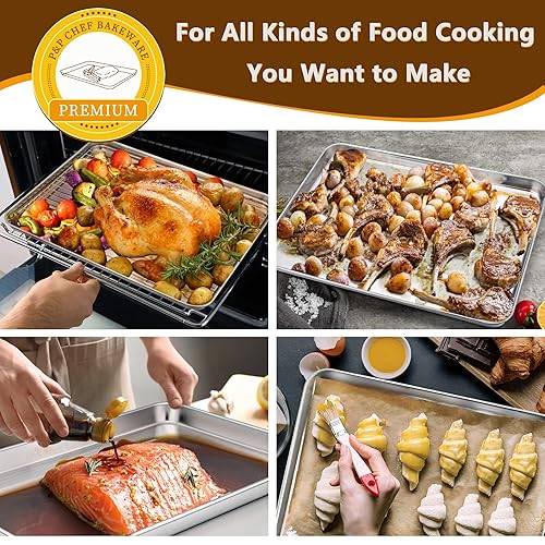 P&P CHEF Baking Sheet and Rack Set, Stainless Steel Cookie Sheet
