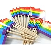 JBCD Rainbow Gay Pride Toothpick Flag Mini Small LGBT Cupcake Topper Flags, 100 pcs