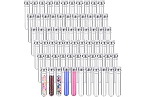 XINNUN 45 ml Plastic Test Candy Tube Transparent Clear Bath Salt Tube Lid Plastic Vial for Christmas Decor DIY Liquor Beading Seed Shampoo Hot Chocolate Spice Flower Storage Scientific Project Party(150 Pcs)