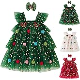Girls Christmas Dresses Sleeveless Layered Tulle Tutu Dress for Toddler Girl Star Sequin Kids Xmas Clothes