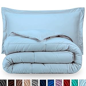 Bare Home Kids Comforter Set - Twin/Twin Extra Long - Goose Down Alternative - Ultra-Soft - Premium 1800 Series - Hypoallergenic - All Season Breathable Warmth (Twin/Twin XL, Light Blue)