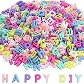 Winsyison 300pcs Large Alphabet Letter Beads, Colorful A-Z Mixed Acrylic Letter Beads, 0.47×0.4in Loose Alphabet Charms 3D Accessories for Jewelry Making Keychains Bracelets Earrings Necklaces