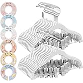 SONGMICS 30 Packs Baby Pants Hangers with Clips, Kids Hangers with 6 Clothes Dividers, Non-Slip Children’s Clothes Hanger, White UCRF013W30