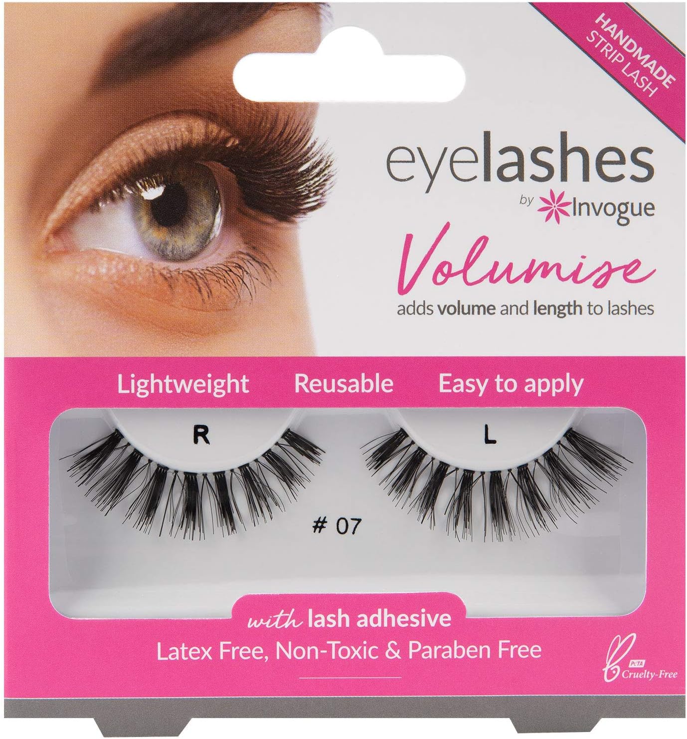 Invogue Volumise False Eyelashes #7, Black, 2 count (Pack of 1)
