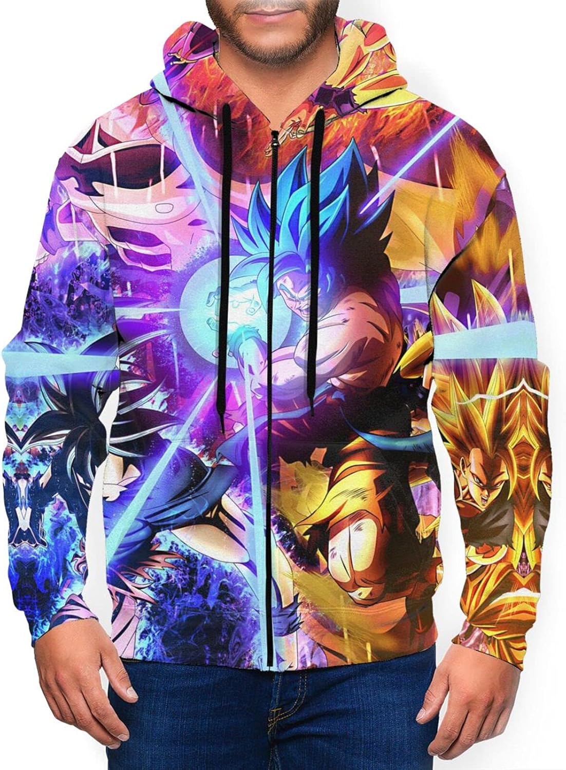 Amazon.com: Anime Hoodies 3D Printed Sweat shirts Mens Jacket Zip Front
