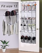MISSLO Over the Door Shoe Storage Organizer 24 Mesh Pockets White view 2