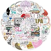 Leisitator 60PCS SLP Stickers, Vinyl Speech Language Pathology Decals | Waterproof Vinyl, 2-2.8 Inch, No Duplicates, for Lap