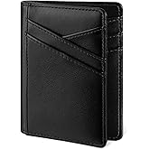 Miroddi Men's Wallet, Bifold Minimalist Wallets for Men, Leather Front Pocket Wallet, Credit Card Holder for Men, RFID Blocking Wallet, 9 Card Slots and 4 Storage Pockets, Classic Black