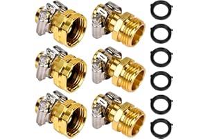 XIBETEO 3 Sets 5/8" Garden Hose Repair Mender Male Female Connector with Stainless Clamp 3/4" Female and Male x 5/8" Barb