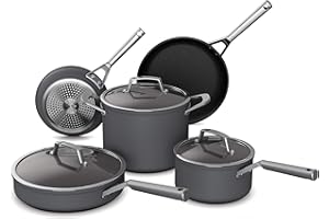 Ninja C38000 Foodi NeverStick Premium 8-Piece Cookware Set with Glass Lids, Hard-Anodized, Nonstick, Durable & Oven Safe to 500°F, Slate Grey