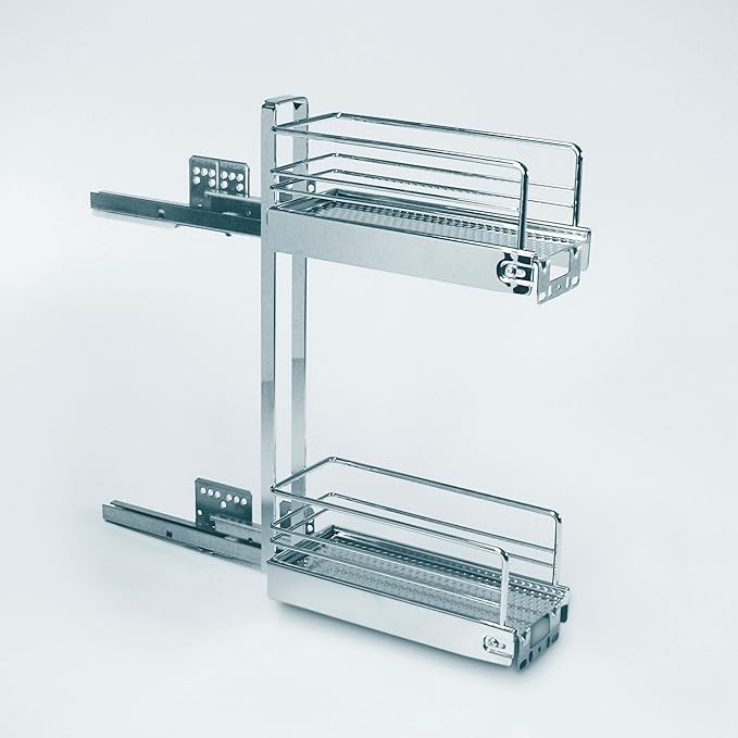 SO-TECH® Kesseböhmer 15er Vollauszug Classic 90° 2-etagig mit SoftStopp Schrankauszug Vollauszug für Bad-/ Hängeschrank mit S