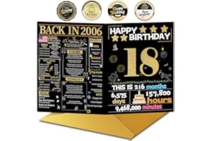 Joycard 18th Birthday Card with Envelope, 18th Birthday Decorations for Girls Boys, 18th Birthday Gifts for Daughter Son, Happy Birthday Cards for 18 Year Old Grandson Granddaughter, Back in 2006