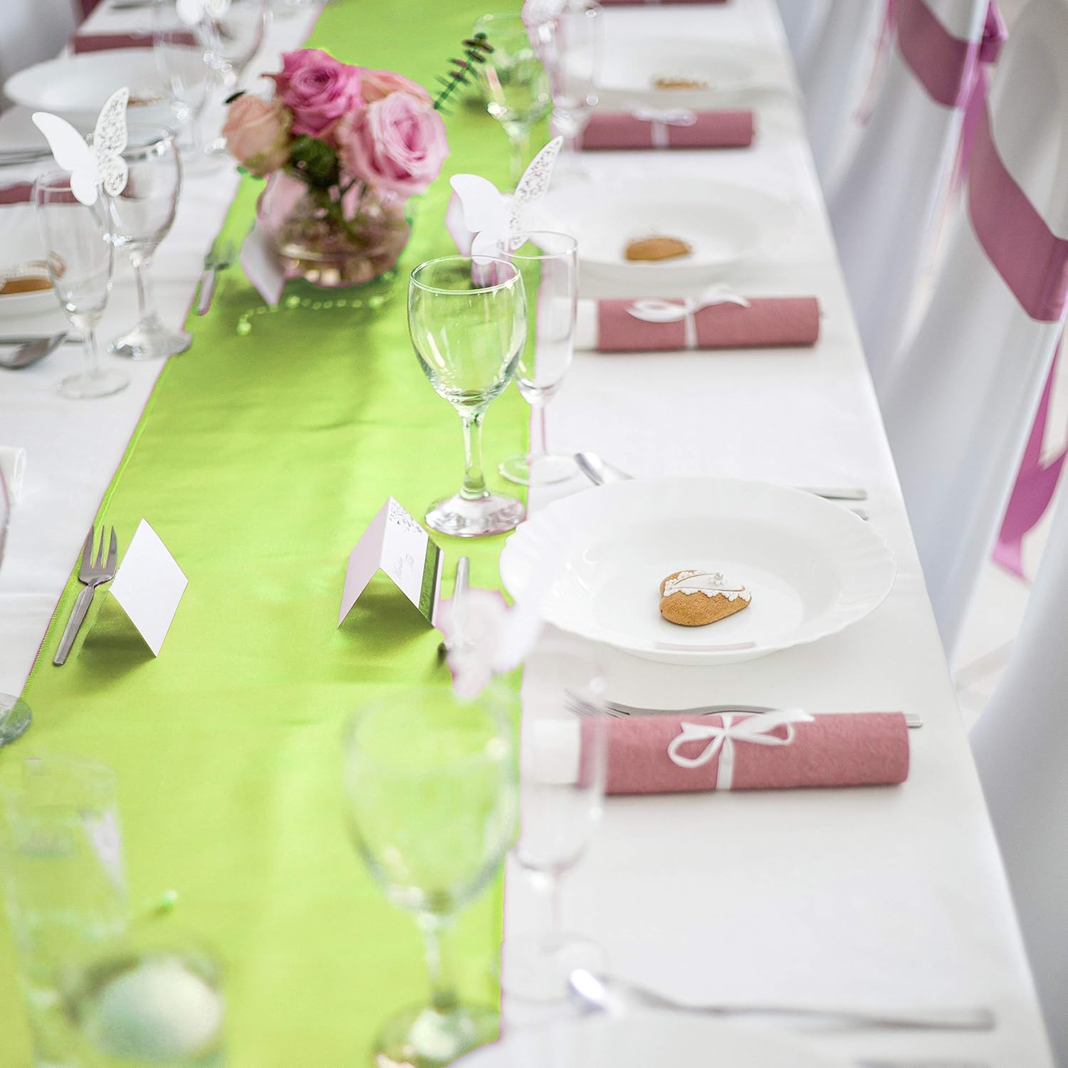 Tiger Chef 12-Pack Blush 12 x 108 inches Long Satin Table Runner for Wedding, Table Runners fit Rectange and Round Table Decorations for Birthday Parties, Banquets, Graduations, Engagements: Home & Kitchen