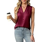 Blooming Jelly Women's Dressy Tank Tops Summer Sleeveless Work Blouses Silk Satin V Neck Shirts Business Casual Outfits