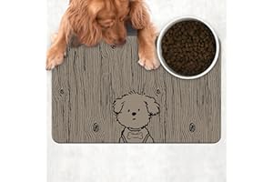 Aprophic Dog Food Mat, Absorbent Dog Mat for Food and Water Bowls, Quick Dry Easy Clean Rubber Pet Food Mat, Non Slip Cat Feeding Mat for Floors Waterproof, Dog Placemat for Sloppy Drinkers, 12x18 in