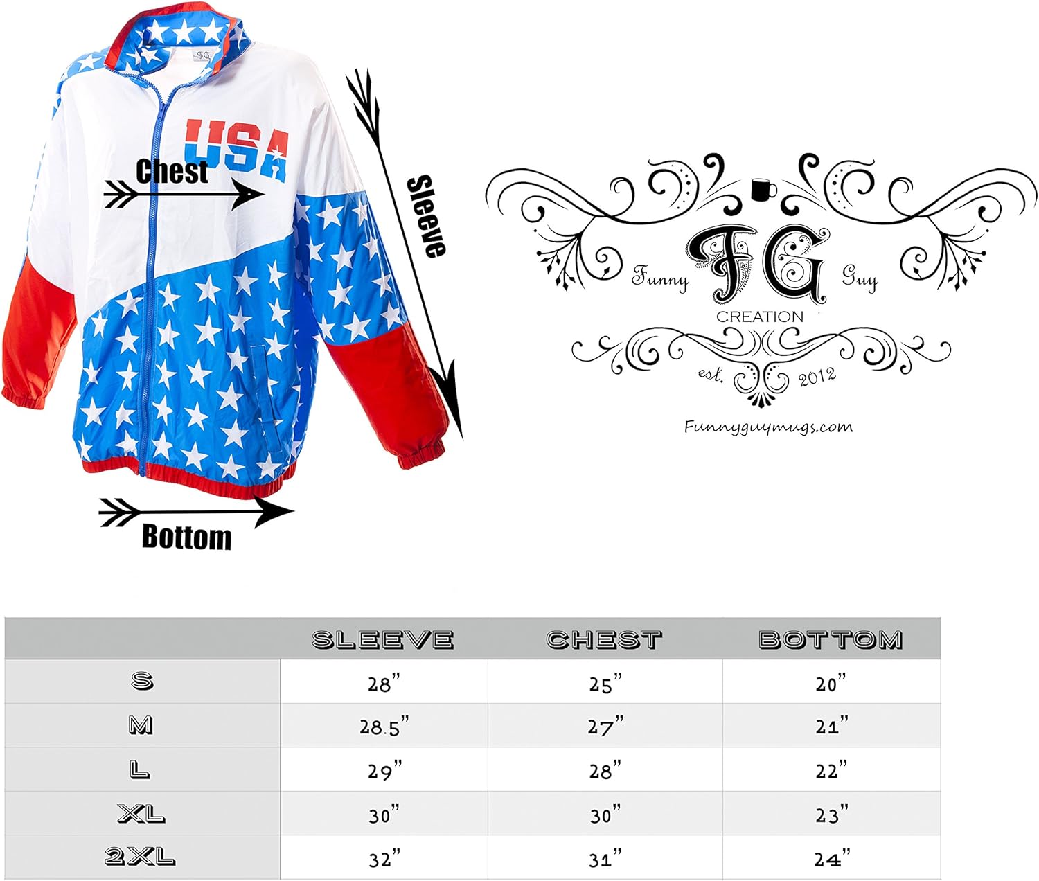 Funny Guy Mugs USA 80s & 90s Retro Windbreaker at  Men’s Clothing store