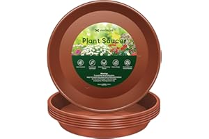 Maygrove 6 Pack Plant Saucer, 8 10 12 inch Plant Saucers for Indoor, Heavy Duty Plastic Plant Trays for pots, Grow Bags, Bird Baths, Flower Drip Trays for Indoor and Outdoor Uses (8", Brown)
