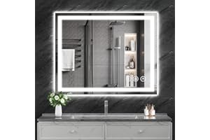 Koonmi 40"x30" LED Mirror for Bathroom, 90CRI Anti-Fog Vanity Mirror with Front and Backlight, Shatter-Proof Wall Mirror with Light, Easy Install Lighted Mirror for Modern Bathroom (IP65)