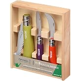 Opinel Garden 3 Piece Tool Set, Saw, Pruner, Garden Knife, Colorful Handles