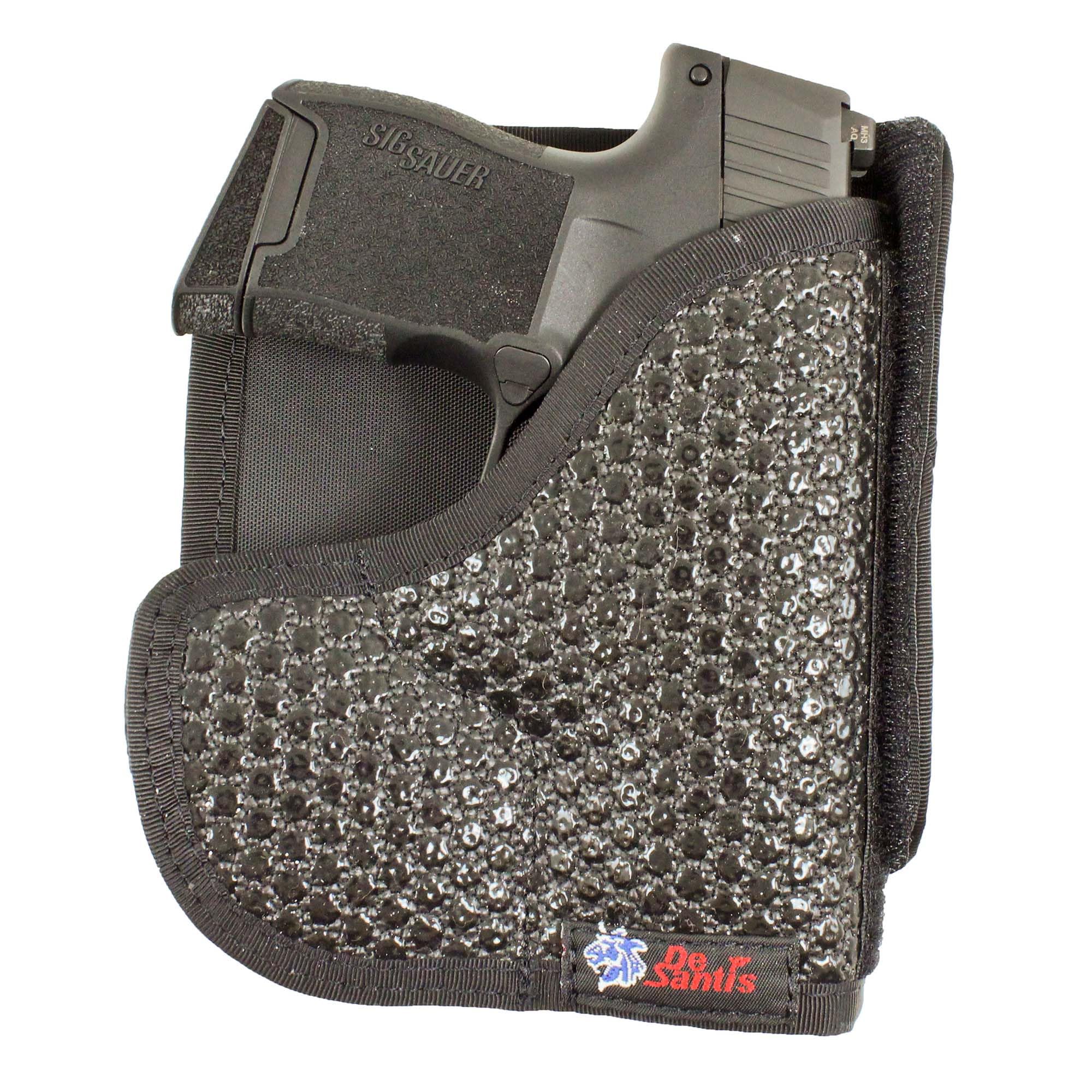 DeSantis Superfly Gun Holster, Ambidextrous, Unisex Pocket Holster, Fits Keltec P32, Keltec P3AT, Ruger LCP 380 Cal, Taurus 738 TCP 380 Cal, Made with Sticky Rubberized Fabric, Easy To Use, Black
