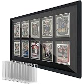 iRahmen Trading Card Display Case - Tempered Glass Cover and Wooden Frame, Wall Mount Sports Card Display Frame Hold 10 Cards for Baseball Pokemon Baseball Basketball Football Hockey