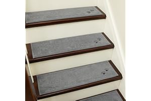 BEQHAUSE Stair Treads for Wooden Steps 28inX9in, Non Slip Carpet Stair Treads Indoor Stair Runners Machine Washable, Soft Stair Rugs Mat Surface Polyester TPE Backing, 15pcs, Grey