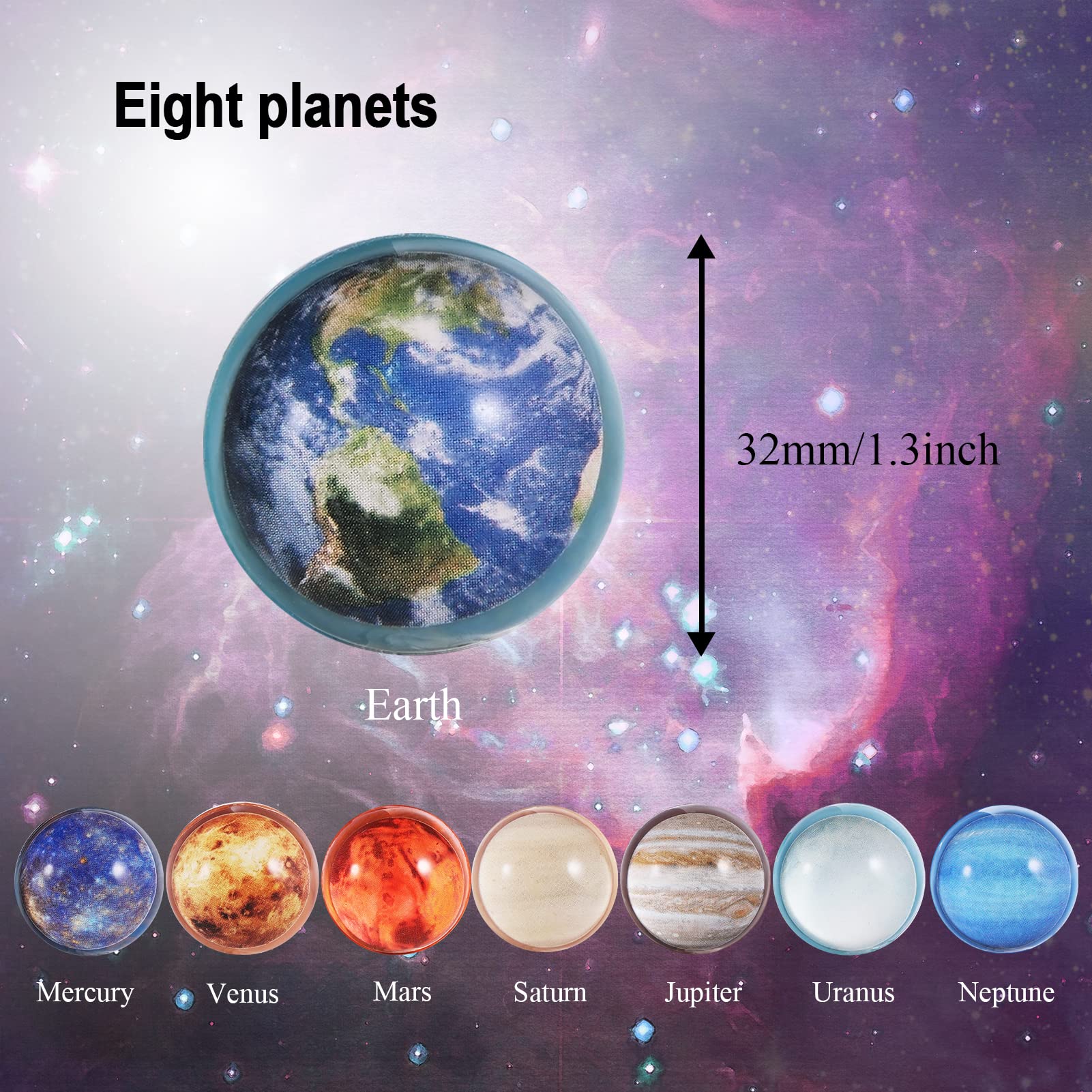 Pllieay 24PCS Bouncy Balls, Space Solar System Eight Planets Themed Bouncy Balls for Kids Party Favors, Gift Bag Filling, 32mm