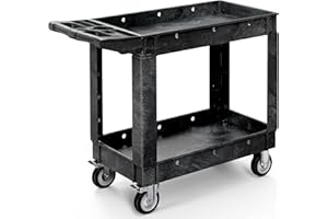 YITAHOME Utility Cart on Wheels, Plastic Tool Cart 550 lbs Capacity Service Cart, 40 x 17 Inch 2 Shelf Extra Heavy Duty Rolli