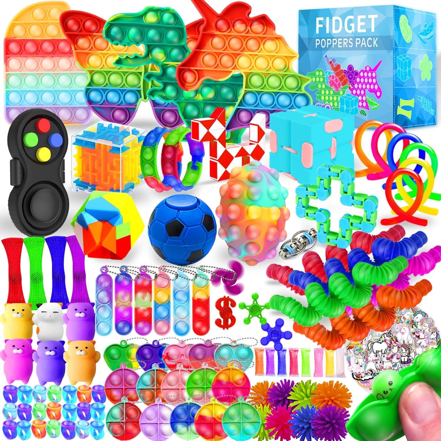 Fidget Toys, 120 Pack Fidgets Set Stocking Stuffers for Kids Party Favors Autism Sensory Toy Bulk Adults Kids Boys Girls Teens Stress Autistic ADHD Anxiety Carnival Treasure Classroom Prizes