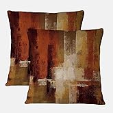 Qahing Burnt Orange Abstract Pillow Covers 18x18 Abstract Rust Art Painting Decorative Throw Pillowcase Modern Artwork Square Couch Cushion Cover for Living Room Sofa Accent Home Decor, Set of 2
