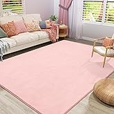 Amearea Modern Area Rugs for Bedroom Living Room, 4x6 Feet Pink Thickened Memory Foam Rug, Fluffy Indoor Washable Rugs Non Slip Minimalist Carpet for Kids Boys Girls Dorm Nursery Room Decor
