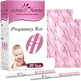 easy@Home Pregnancy Test Strips, 20 Pack with Premom App | Early Detection hCG Test Kit for Home Use, Sealed Pouches, Easy-to-Read Results, Scan, Track &amp; Use Timer in Premom App