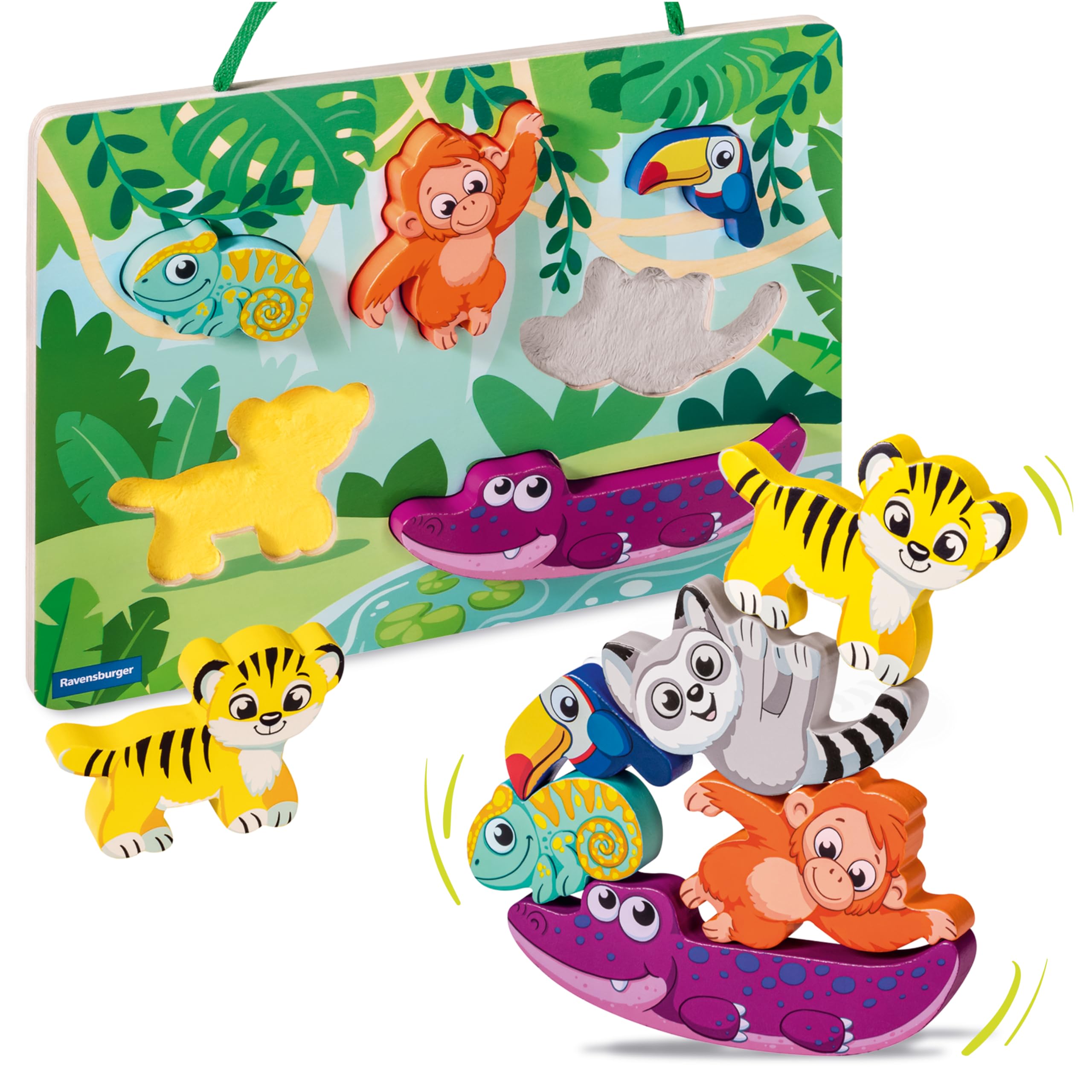 Ravensburger Play+ In The Jungle Touch & Play Wooden Puzzle for Toddlers Age 1 Year Old - Infant Toys and Gifts