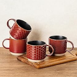 GBHOME 12 OZ Stackable Coffee Mugs, Ceramic Coffee