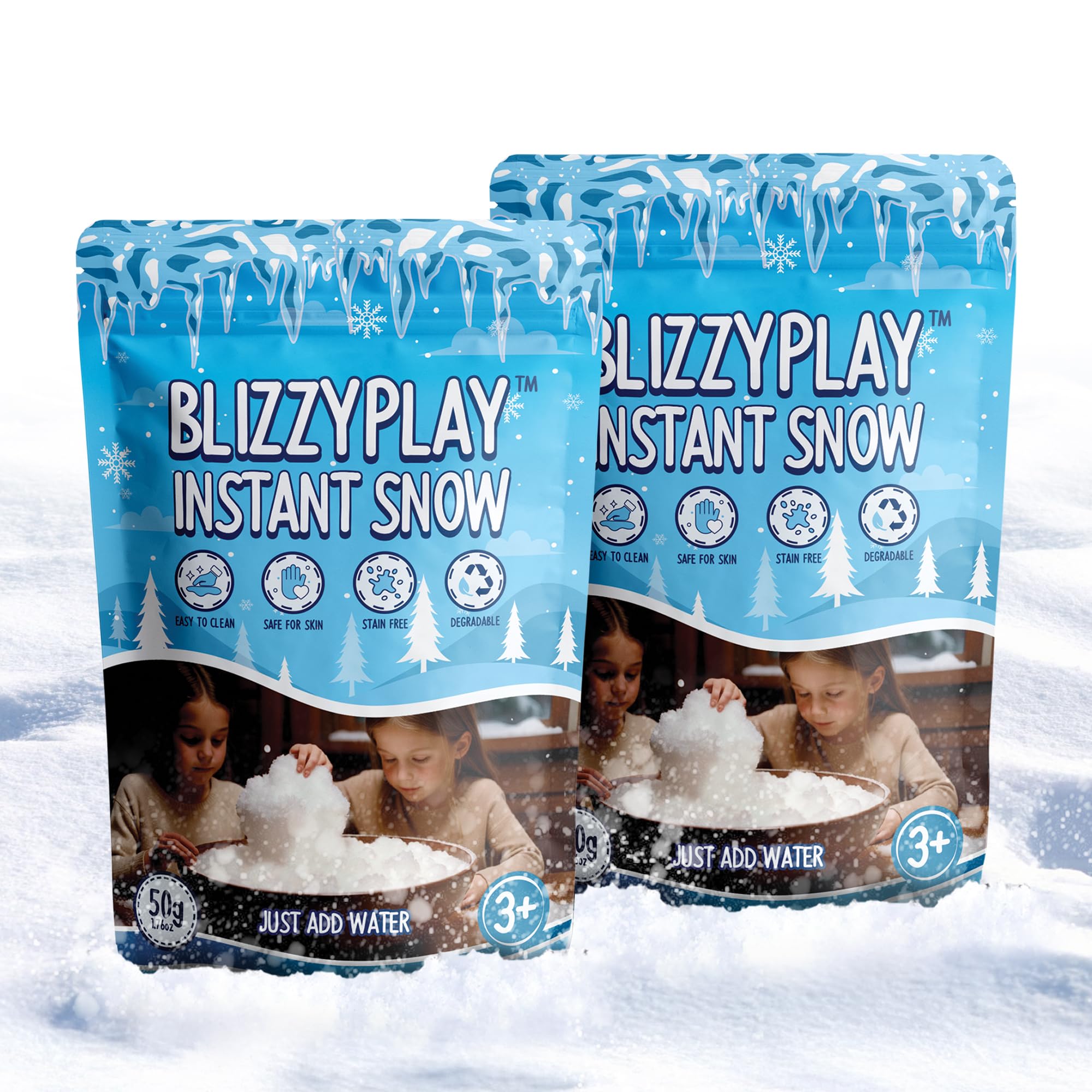 Lets Go Crimbo Instant Snow Fake Snow Artificial Snow Play Snow Slime Just Add Water 2 Pack