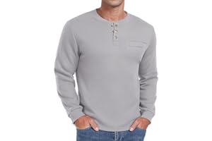 Sailwind Men's Henley Shirt Fleece Lined Long Sleeve Heavyweight Thermal Layer Pullover