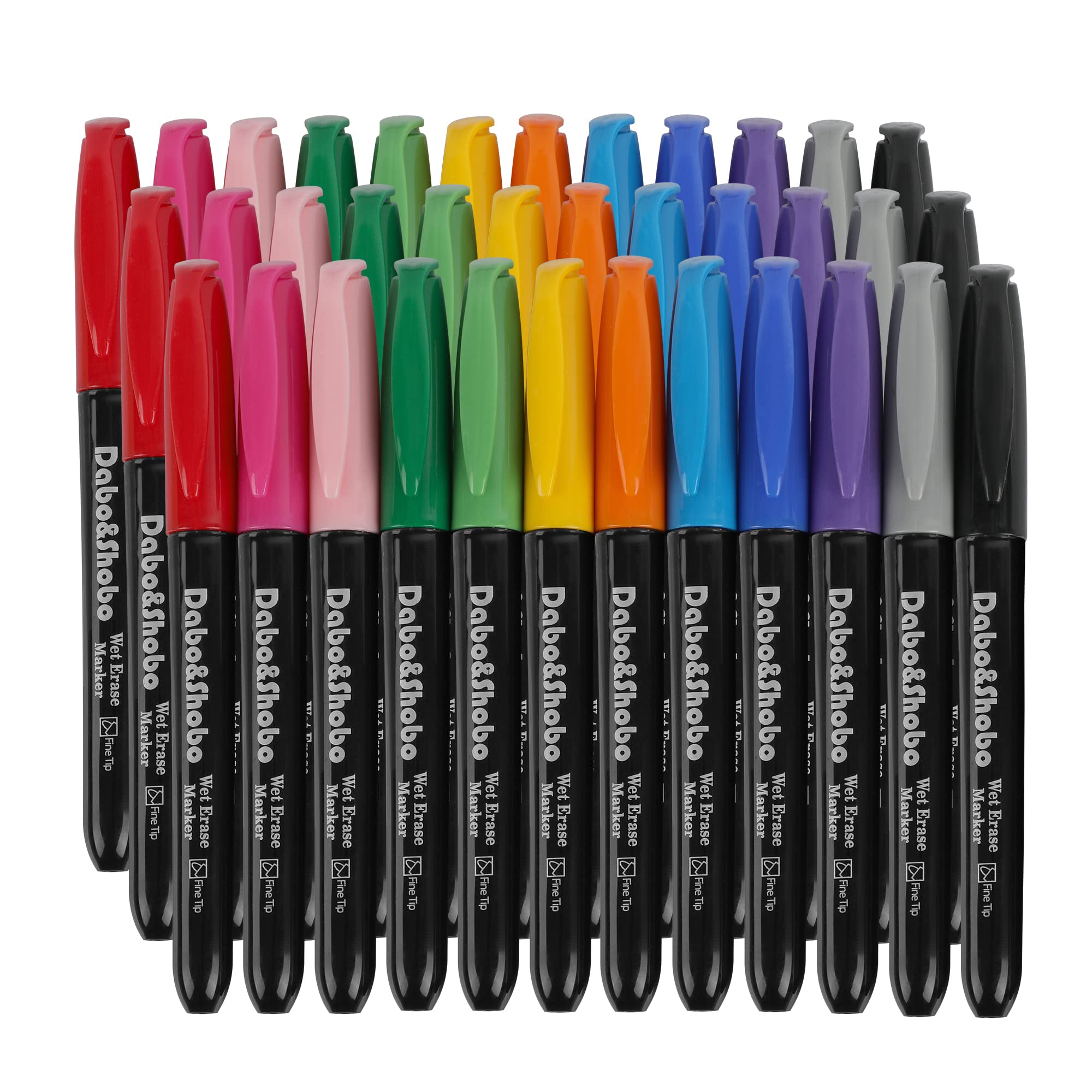 Dabo&Shobo Wet Erase Markers, 36-Count Smudge-Free