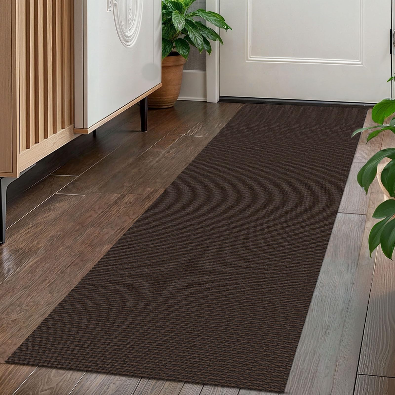 Photo 1 of KOZYFLY Washable Runner Rug 2x5 Ft Runners for Hallways Rubber Backed Throw Rug, Braided Cotton Entryway Runner Indoor, Carpet Runners for Hallway Kitchen Entryway Bedroom, Dark Coffee/Brown