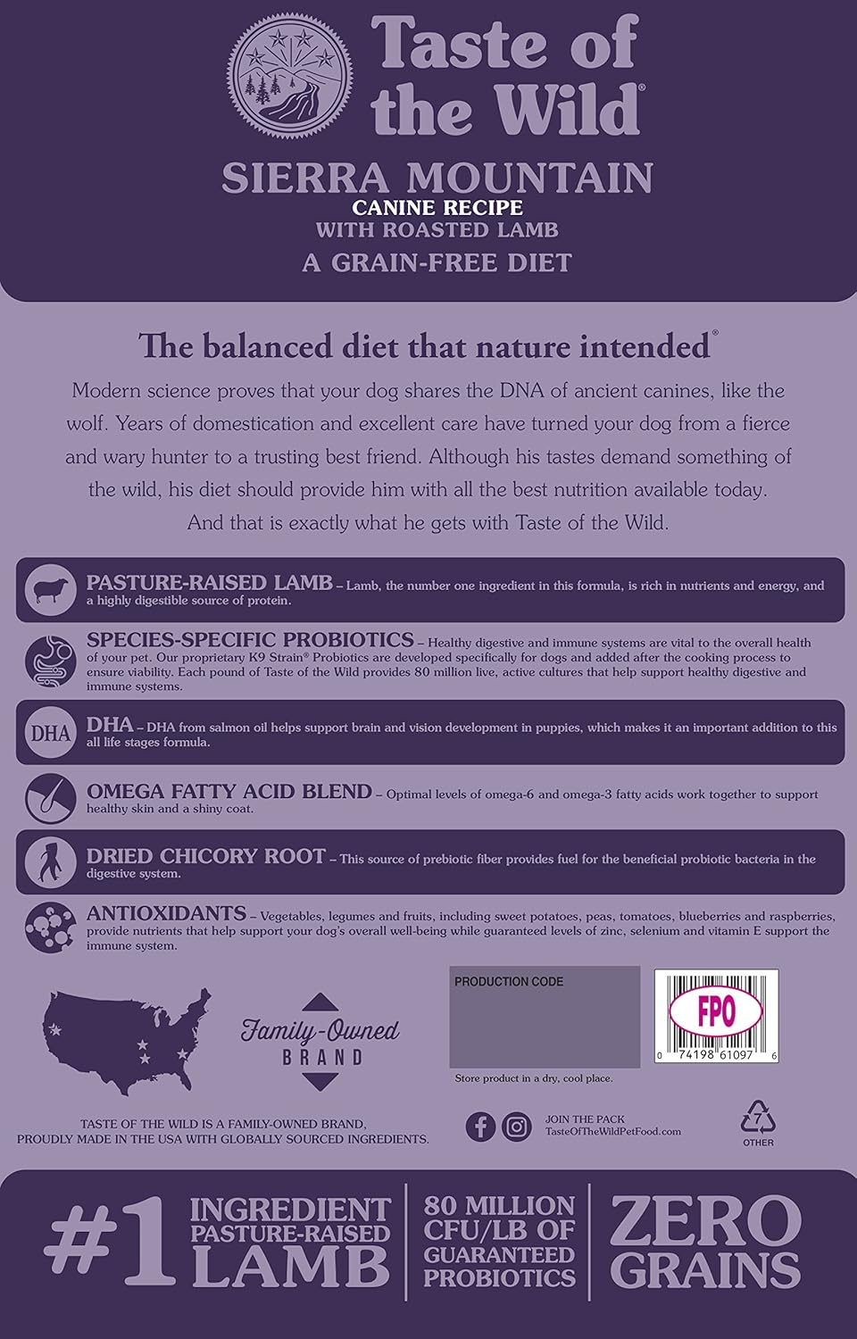 taste of the wild sierra mountain ingredients