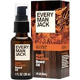 Every Man Jack Hydrating Beard Oil for Men, Aged Bourbon, 1oz | Relieves Itch, Adds Shine, Naturally Moisturizing Shea Butter &amp; Argan Oil, No Parabens Phtalathes Dyes, Beard &amp; Mustache Care