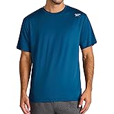 Reebok Mens Reflective Small Logo Crewneck T-Shirt, Standard Fit, Lightweight Cool Touch Jersey Fabric