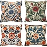 oyebn Art Throw Pillow Covers Set of 4 Decorative Soft Double Sided Print Pillow Case Farmhouse Home Decor for Living Room Sofa Couch 18x18