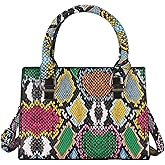 ZLM BAG US Women Mini Top Handle Bag Snakeskin Print Leather Crossbody Shoulder Bag Zipper Satchel Purse